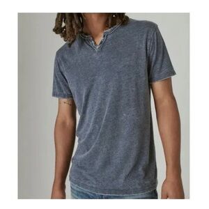 New Lucky Brand Button Notch-Neck Venice Burnout Tee Small